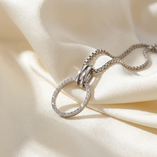 Oval shape diamond pendant - angled view