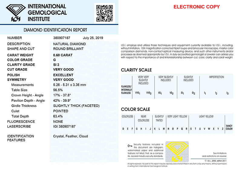 IGI Diamond Certificate RBC 1336