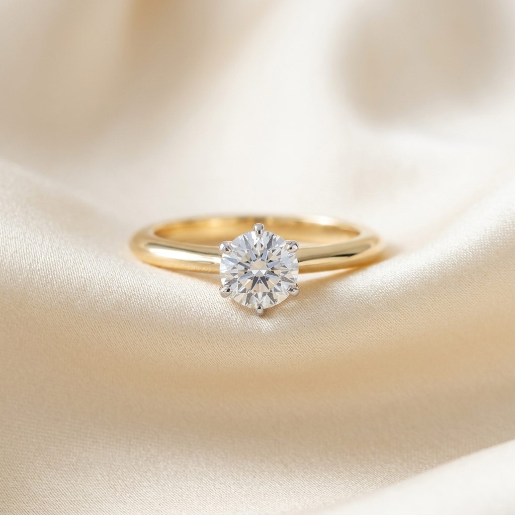 'Classic' Diamond Engagement Ring - Round 0.55ct - K SI1