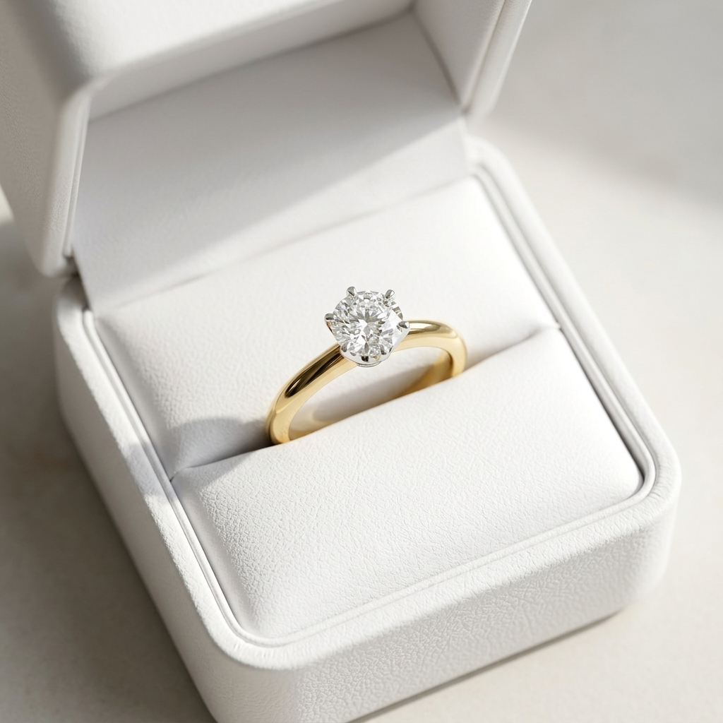 'Classic' Diamond Engagement Ring - Round 0.46ct - F VS1