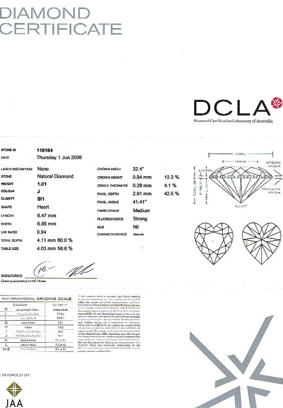 Heart Shape Diamond A 166 1.01ct