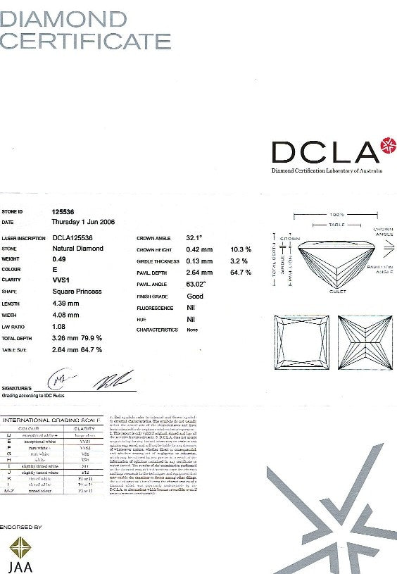 Princess Cut Diamond PRI 032A 0.49ct