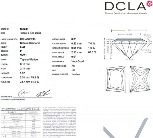 Trapezoid Cut Diamond 0.41ct F VVS1