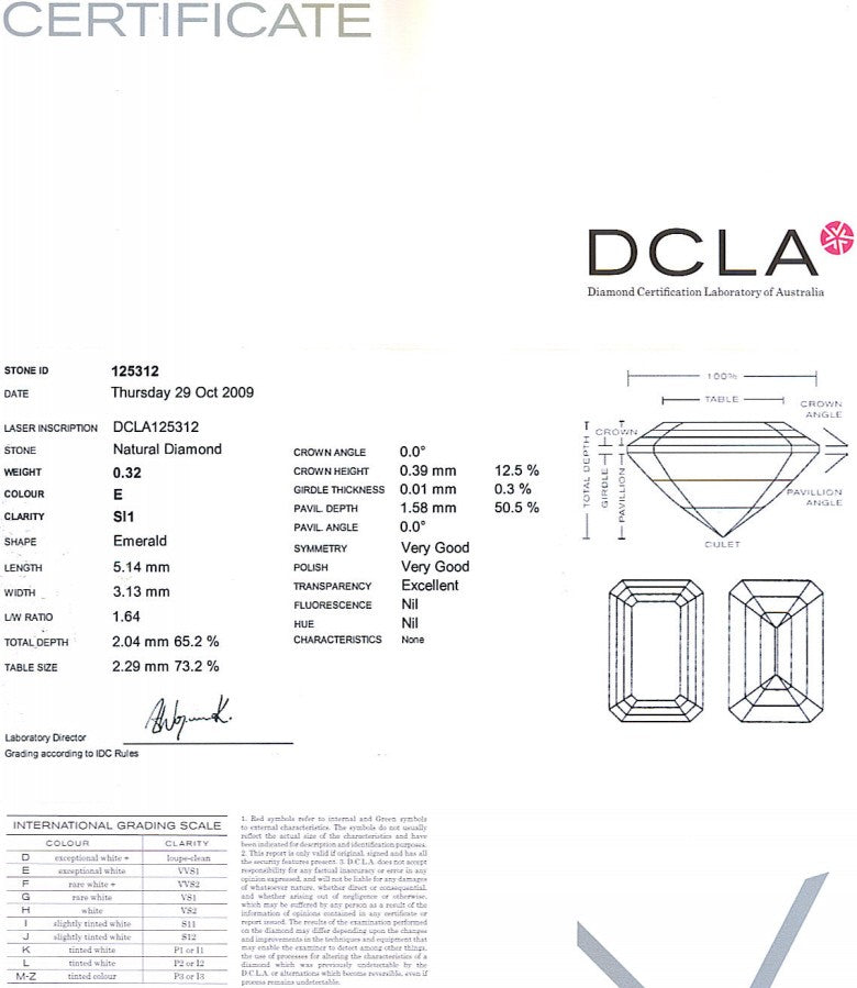 Emerald Cut Diamond 0.32ct E SI1