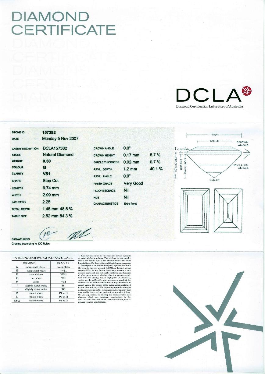 Baguette Cut Diamond 0.30ct G VS1