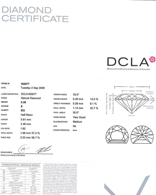 Half Moon Diamond 0.29ct E SI2