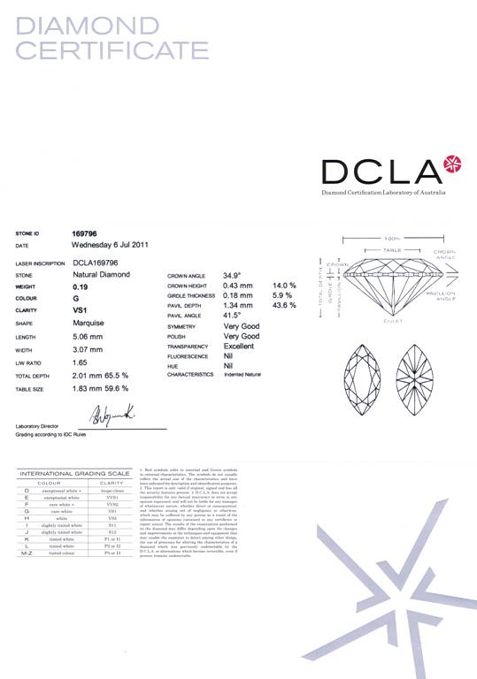 Marquise Cut Diamond 0.19ct G VS1