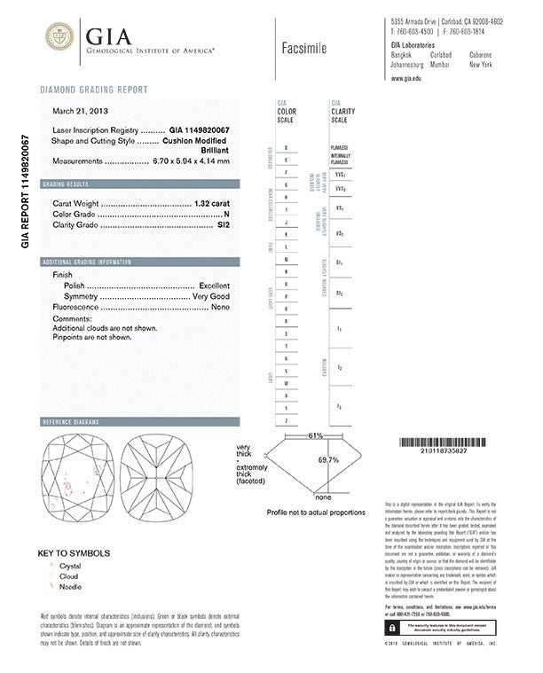 Cushion Cut Diamond 1.32ct - N SI2