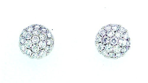 Round brilliant cut diamond dome stud earrings in 14ct white gold