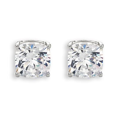 Cushion cut diamond stud earrings in 18ct white gold