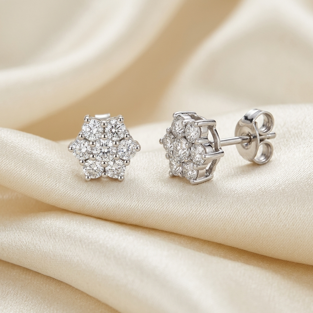 Diamond cluster stud earrings