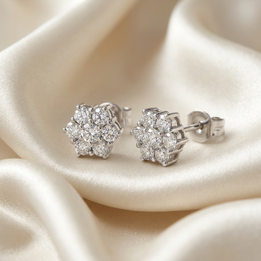 Diamond cluster stud earrings