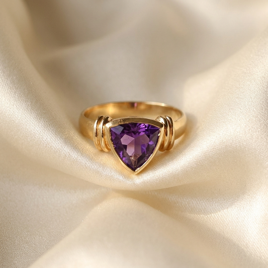 Trilliant Cut Amethyst Dress Ring