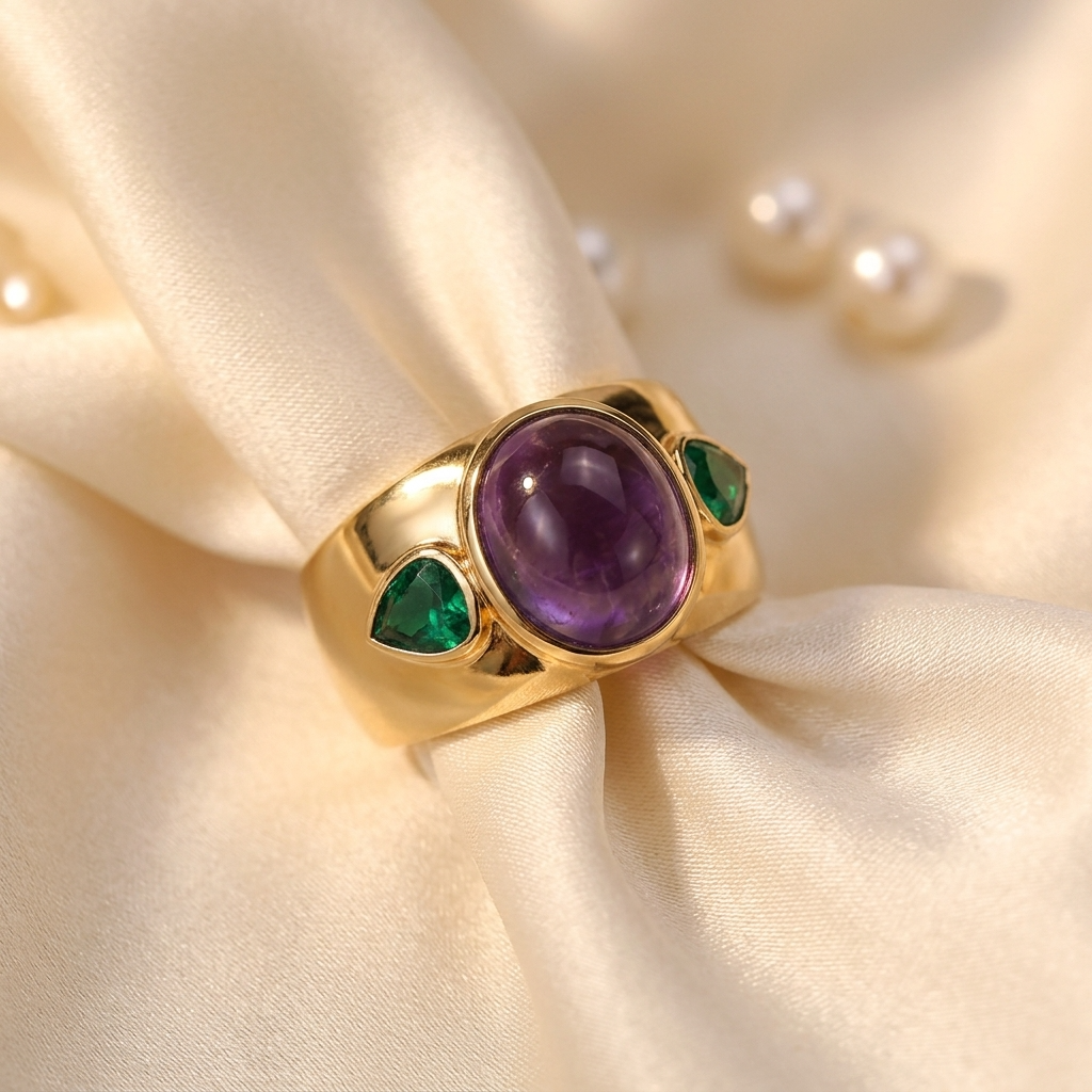 Amethyst & Emerald Dress Ring