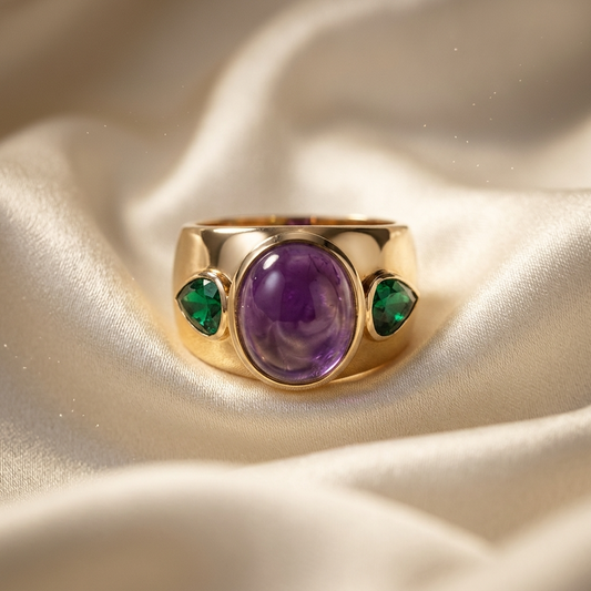 Amethyst & Emerald Dress Ring