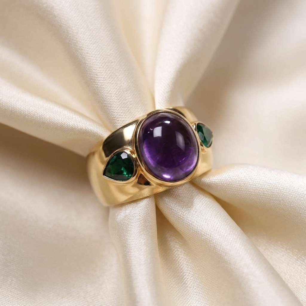Amethyst & Emerald Dress Ring