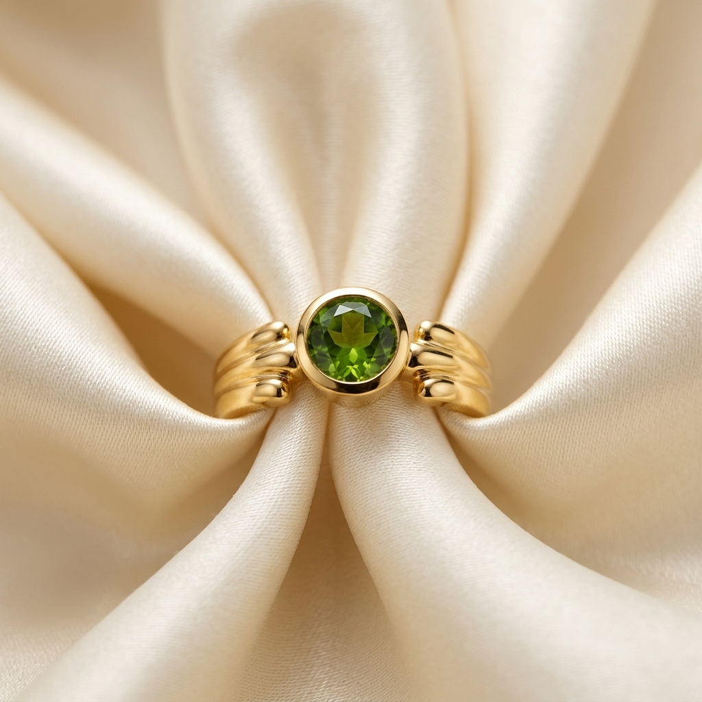 Round peridot gold dress ring