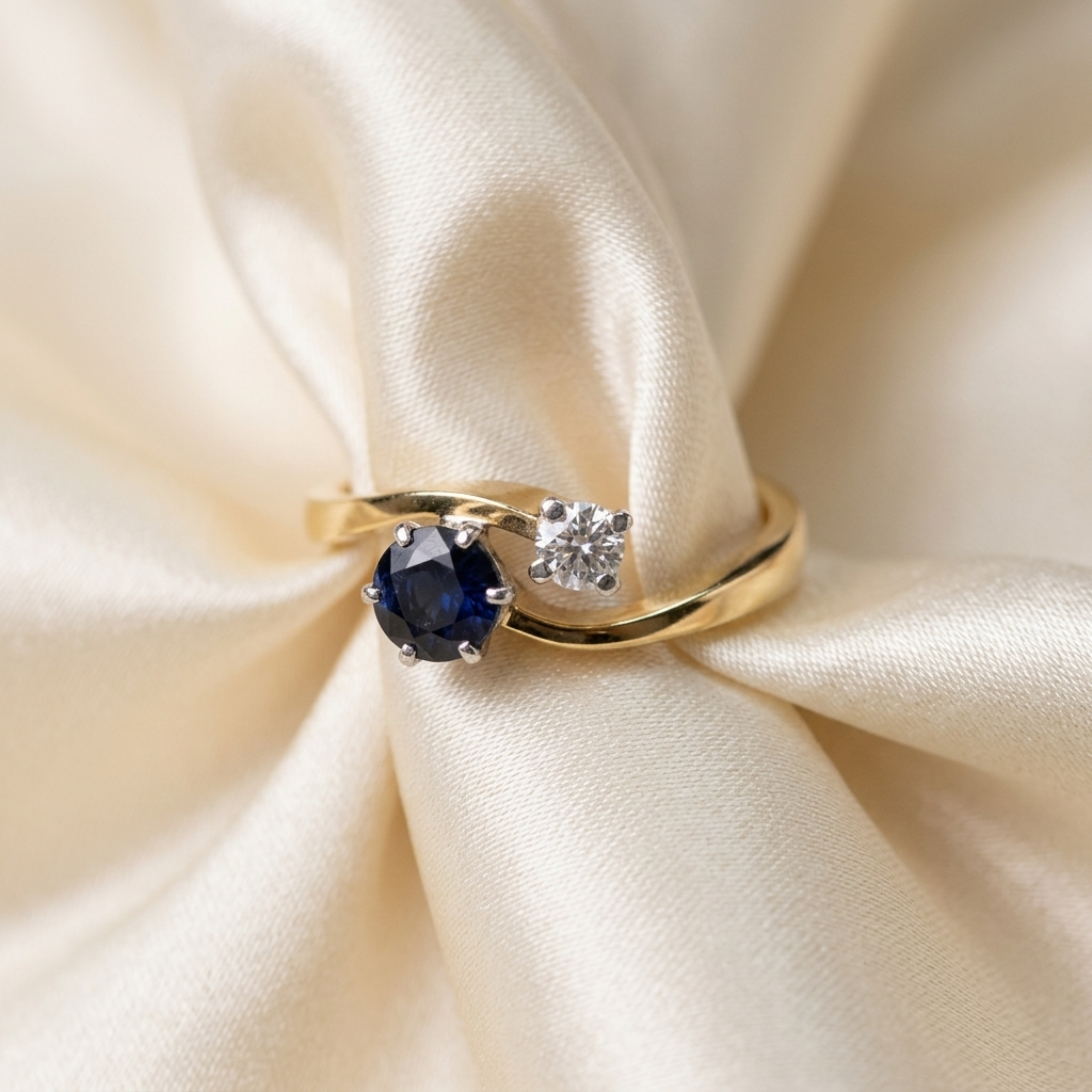 Celestial sapphire and diamond ring in 18ct yellow and white gold