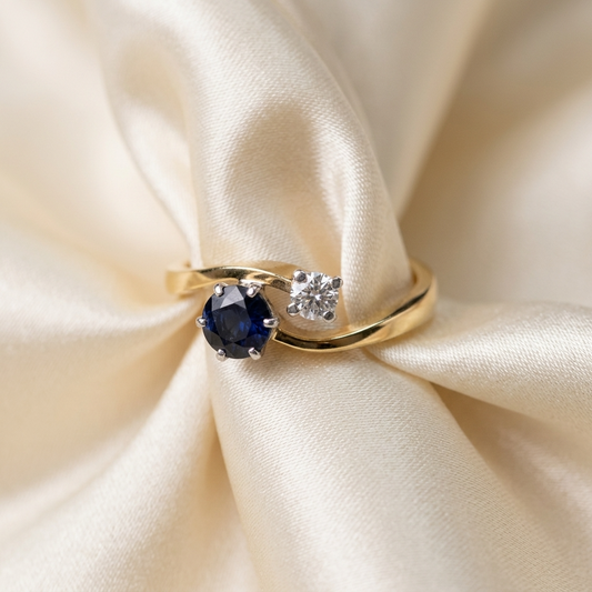 Celestial sapphire and diamond ring in 18ct yellow and white gold