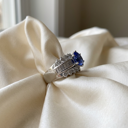 Ceylon sapphire and diamond dress ring - detail view