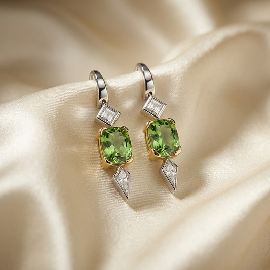 Tourmaline and diamond drop earrings