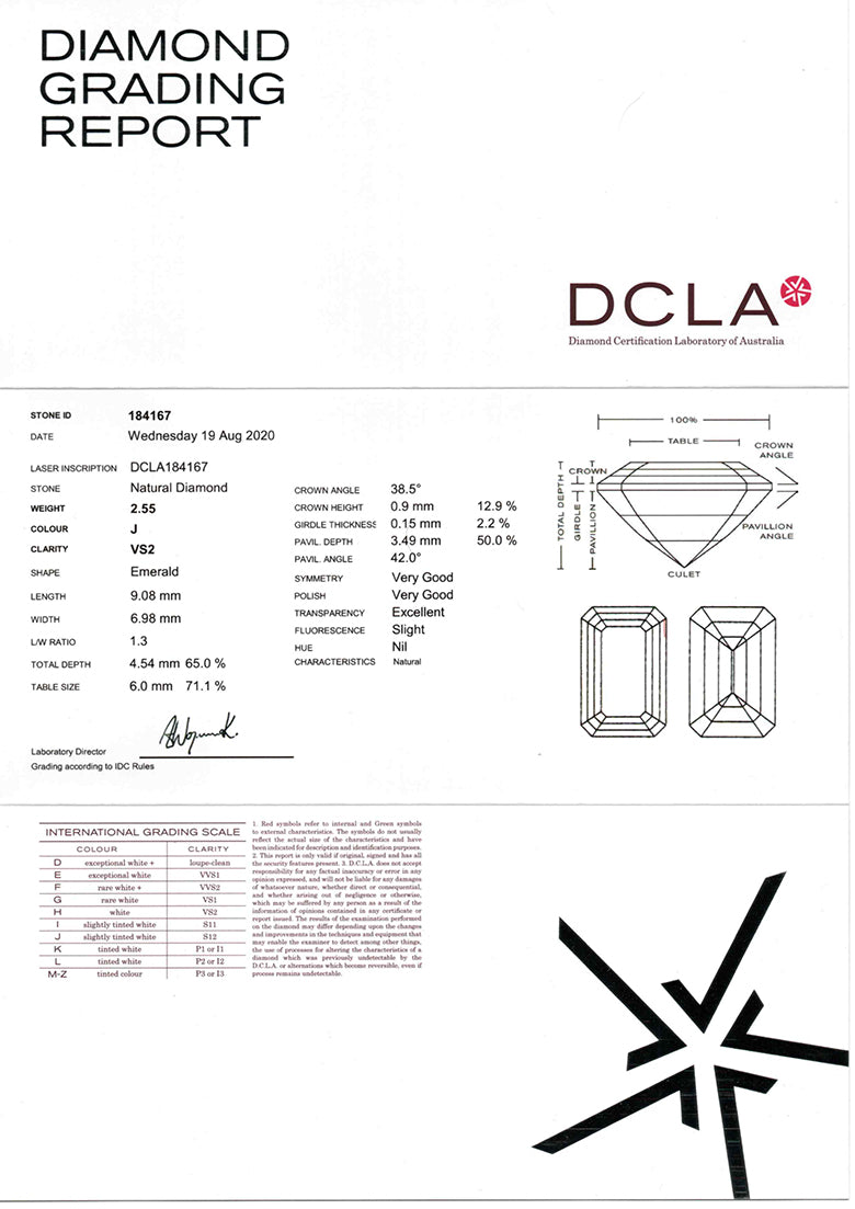Emerald Cut Diamond 2.55ct J VS2