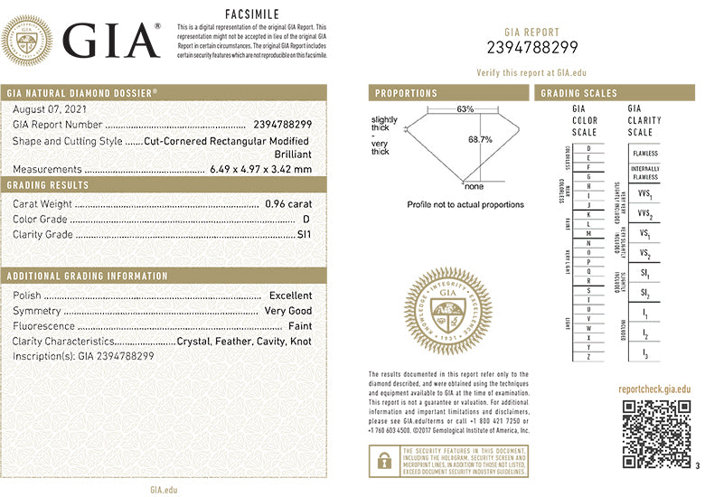 GIA Certificate Radiant Cut Diamond FS 1210