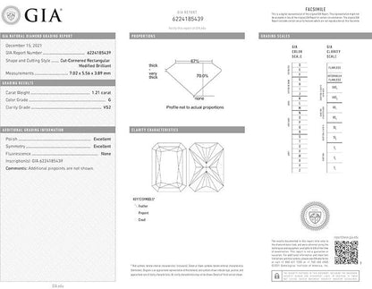 GIA Certificate Radiant Diamond 1.21ct G VS2