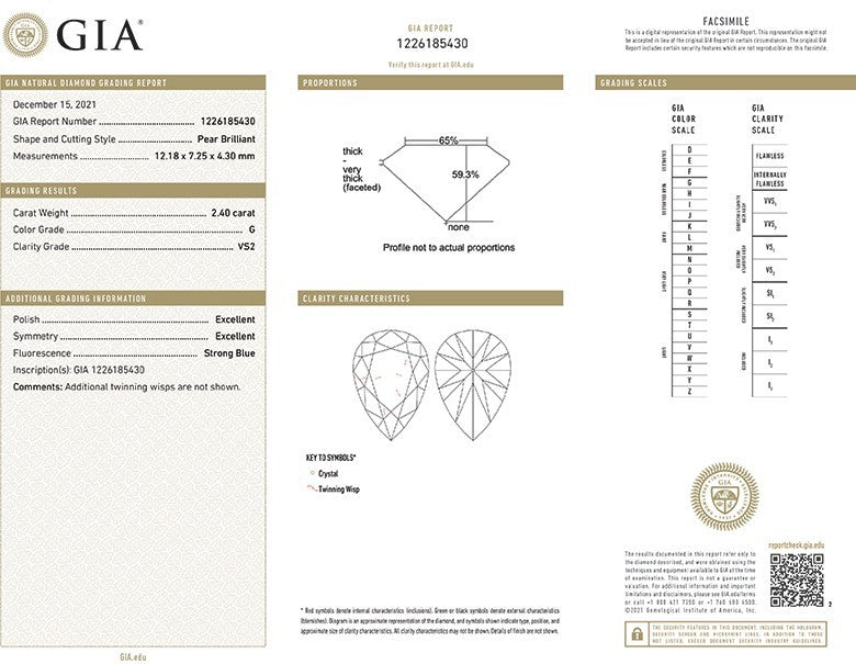 Certificate Pear Shape Diamond FS 1246