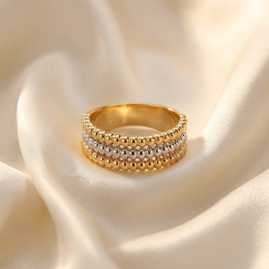 Three tone gold dress ring
