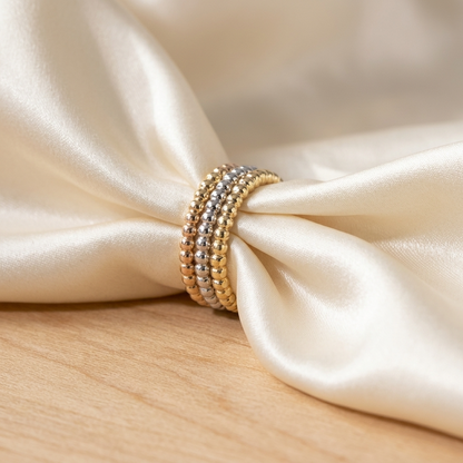 Three tone gold dress ring - side view