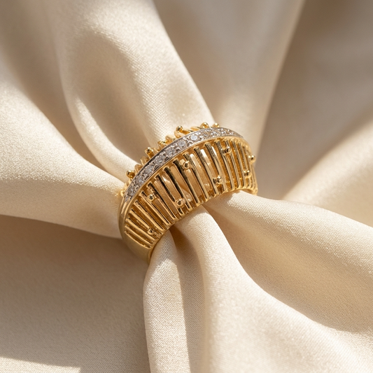 Gold and diamond basket dome ring