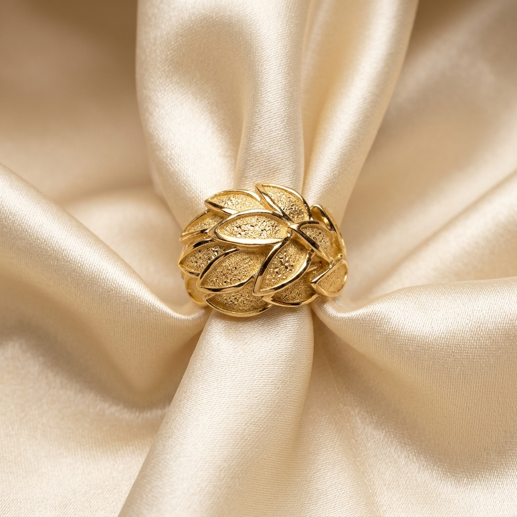 Gold leaf dress ring