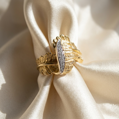 Diamond and gold acanthus leaf dress ring - alternate view