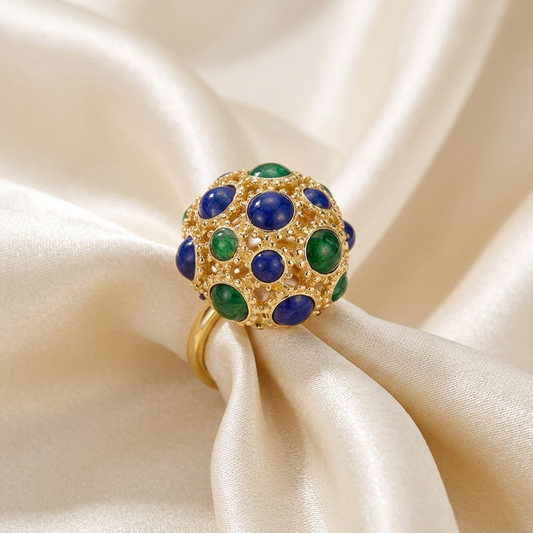 Gold enamel dome ring — handcrafted in Sydney