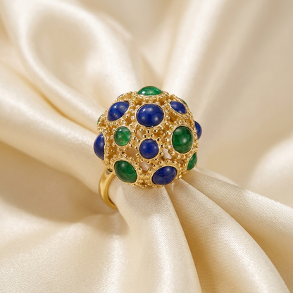 Gold enamel dome ring - angled view