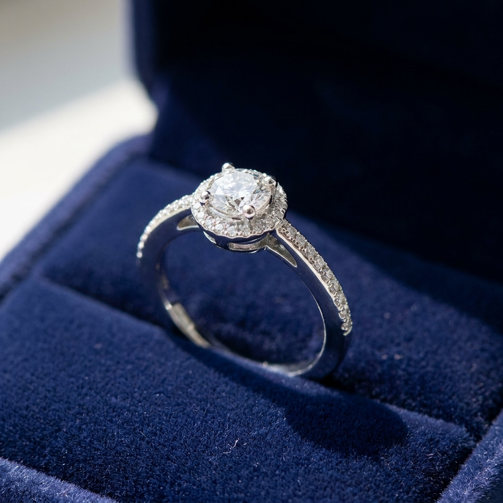 'Halo' Diamond Engagement Ring - 0.76cts