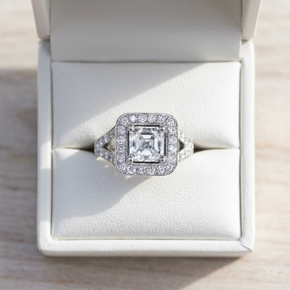 'Halo' Engagement Ring - Asscher Diamond
