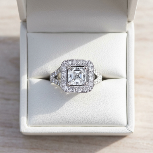 'Halo' Engagement Ring - Asscher Diamond