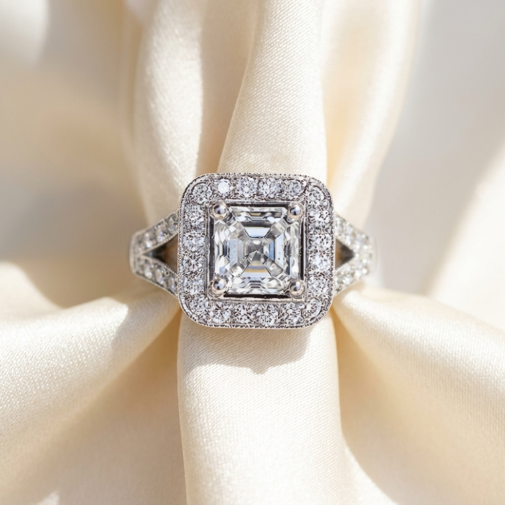 'Halo' Engagement Ring - Asscher Diamond