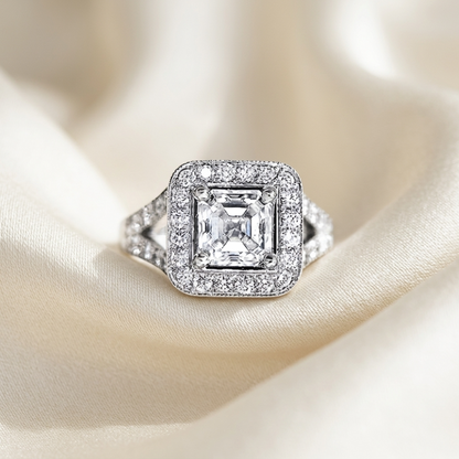 'Halo' Engagement Ring - Asscher Diamond