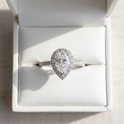 'Halo' Engagement Ring - Pear Diamond