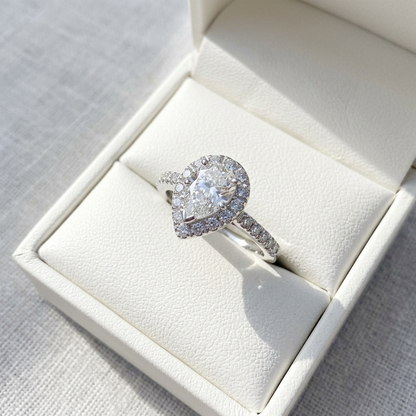 'Halo' Engagement Ring - Pear Diamond