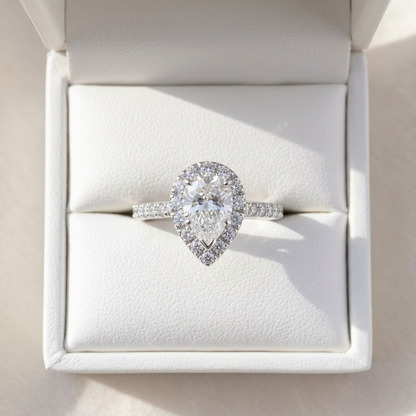 'Halo' Engagement Ring - Pear Diamond