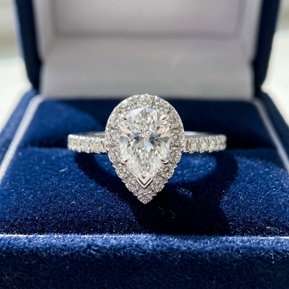 'Halo' Engagement Ring - Pear Diamond
