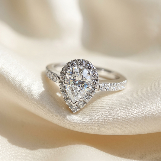 'Halo' Engagement Ring - Pear Diamond