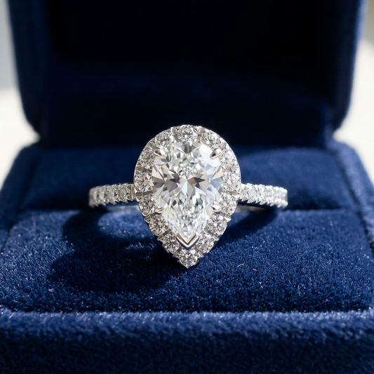 'Halo' Engagement Ring - Pear Diamond