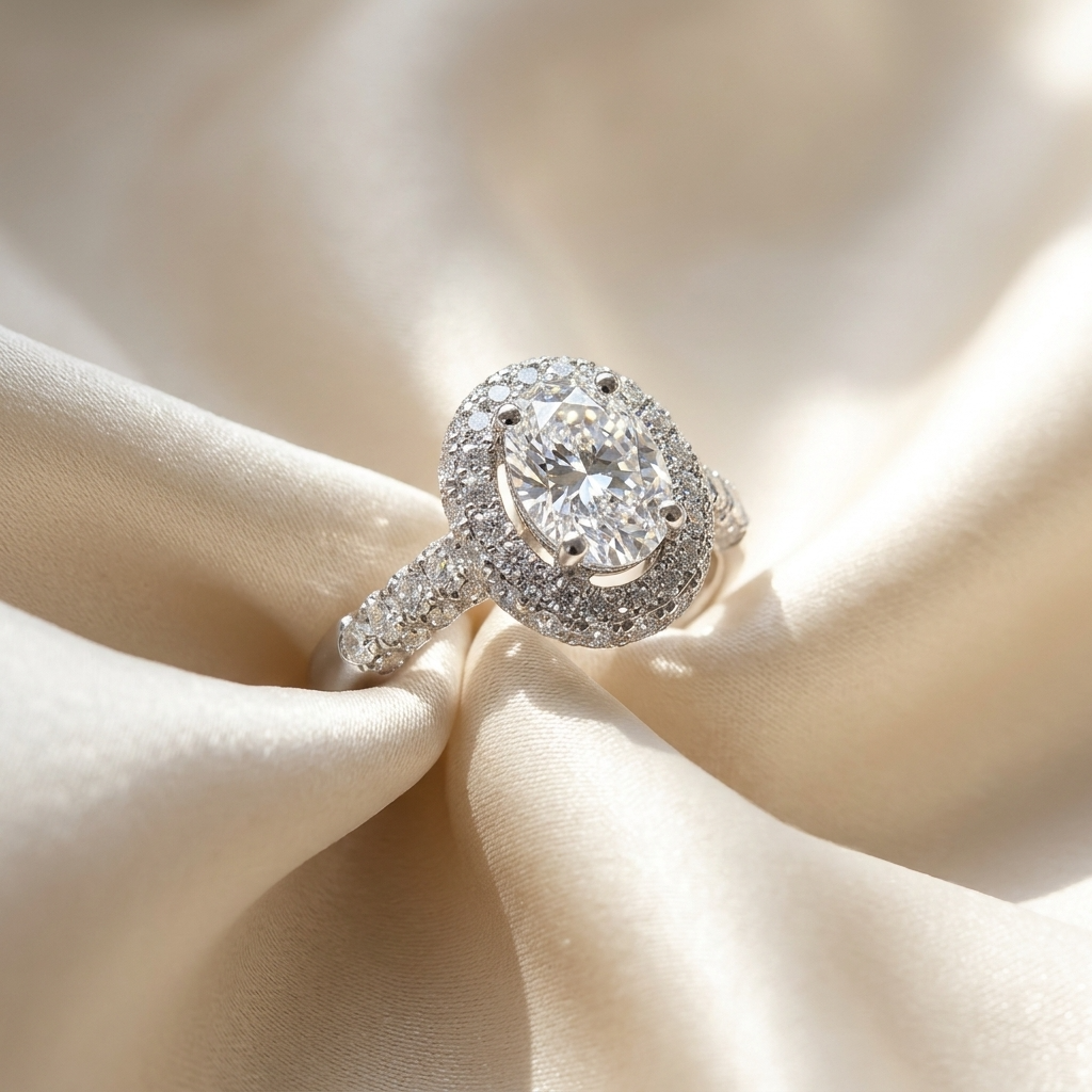 'Halo' Engagement Ring - Oval Diamond