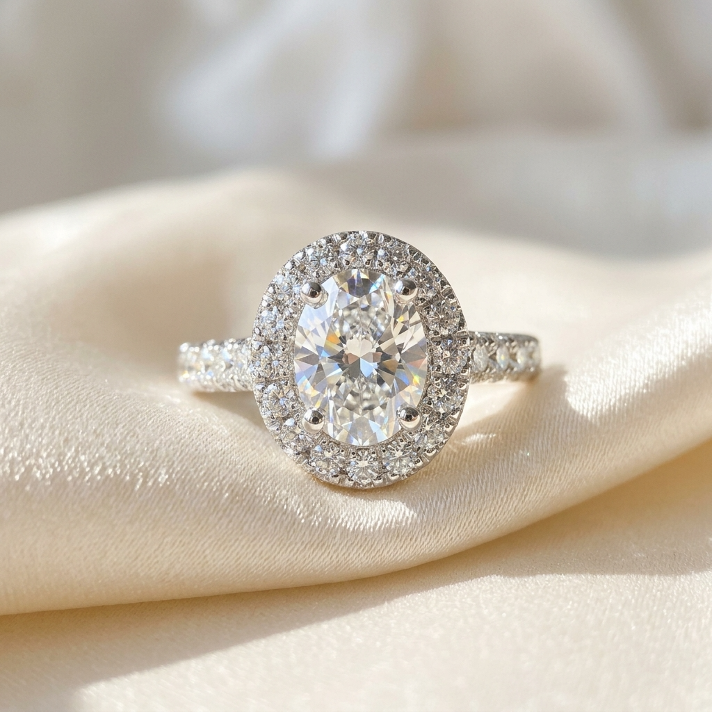 'Halo' Engagement Ring - Oval Diamond