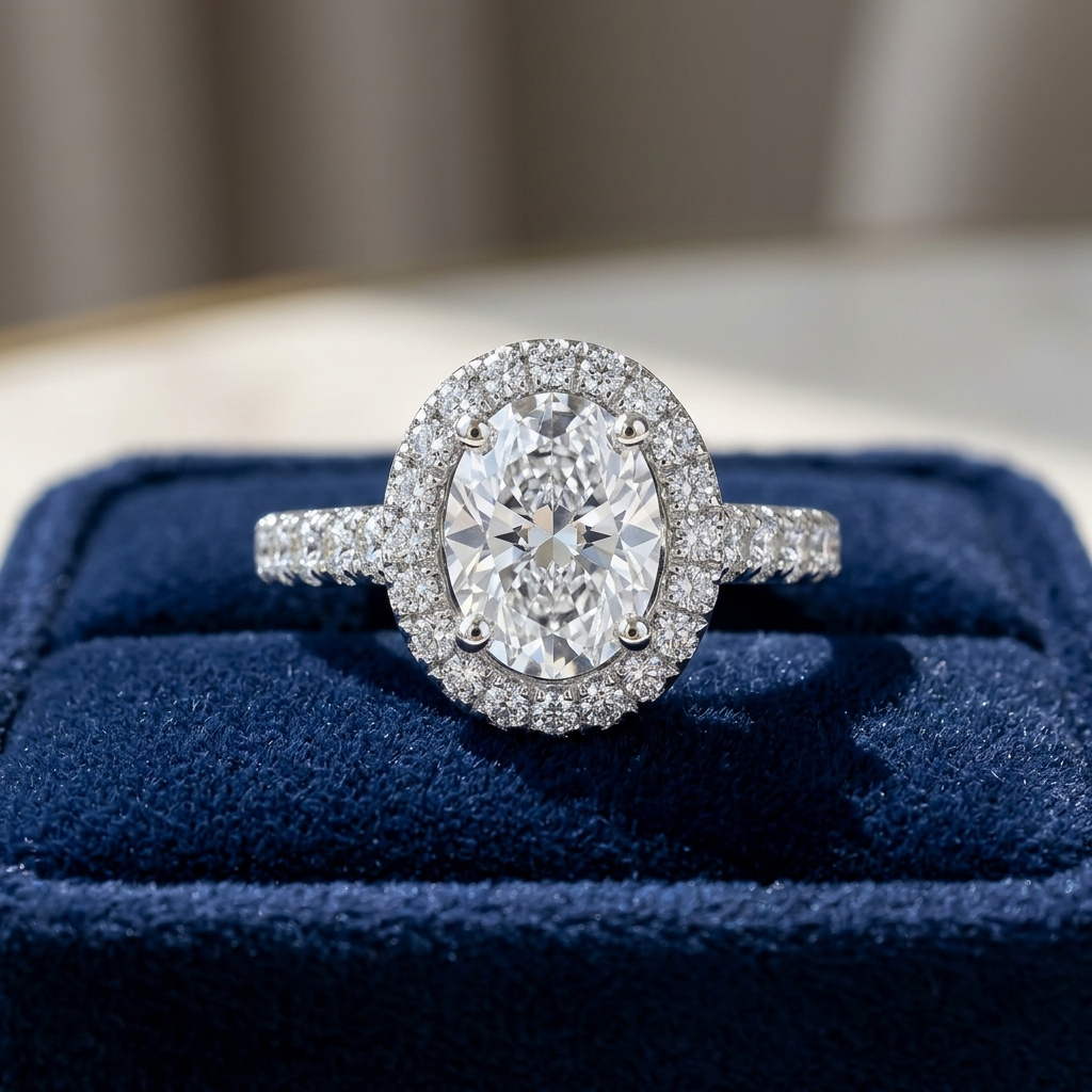 'Halo' Engagement Ring - Oval Diamond